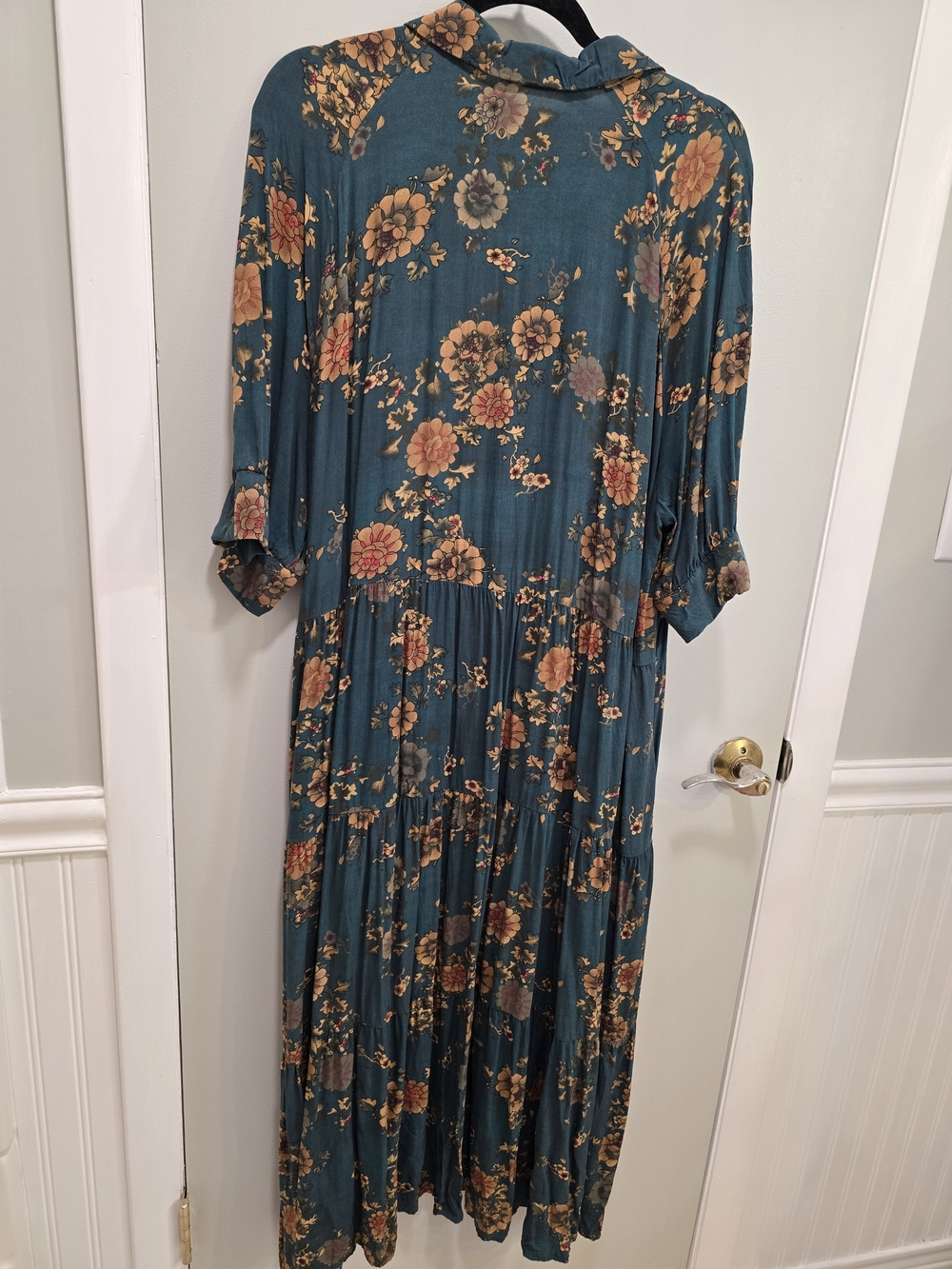 NATURAL LIFE Teal Floral Maxi Dress -Button-Front - Picture 2 of 6